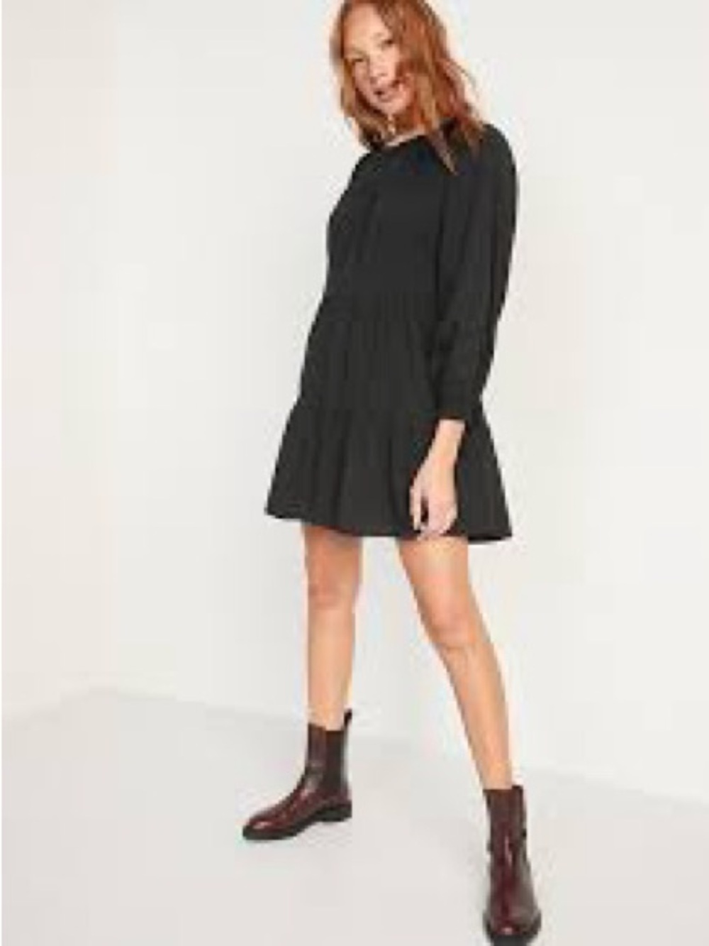 Old Navy Black Tiered Mini Dress Medium